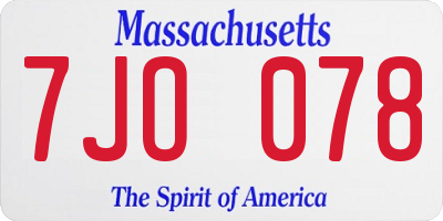MA license plate 7JO078