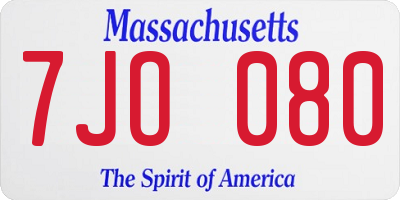 MA license plate 7JO080