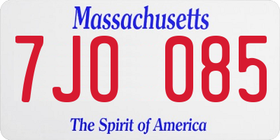 MA license plate 7JO085