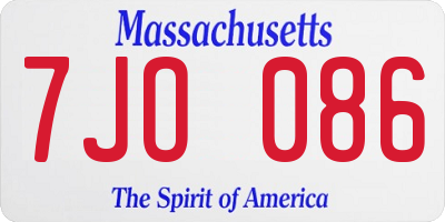 MA license plate 7JO086