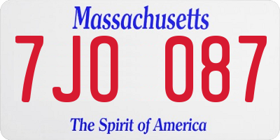 MA license plate 7JO087