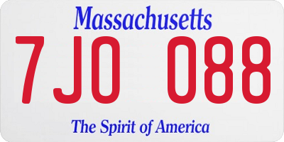 MA license plate 7JO088