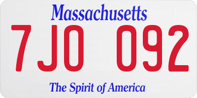 MA license plate 7JO092