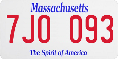 MA license plate 7JO093