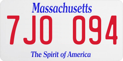 MA license plate 7JO094