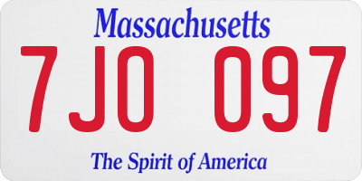 MA license plate 7JO097