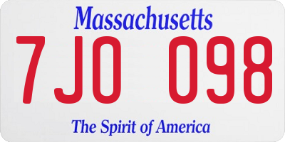 MA license plate 7JO098