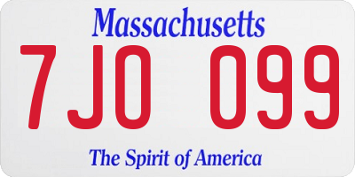 MA license plate 7JO099