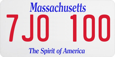 MA license plate 7JO100