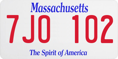 MA license plate 7JO102