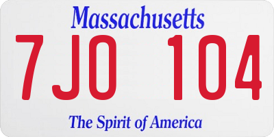 MA license plate 7JO104