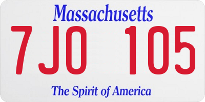 MA license plate 7JO105