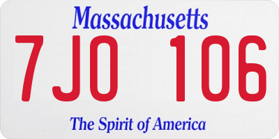 MA license plate 7JO106