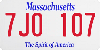 MA license plate 7JO107