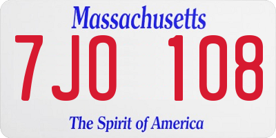 MA license plate 7JO108