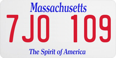 MA license plate 7JO109