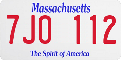 MA license plate 7JO112