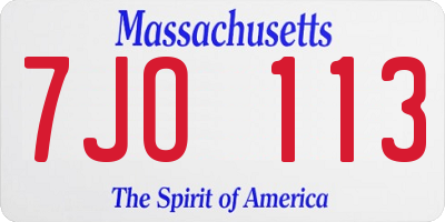 MA license plate 7JO113