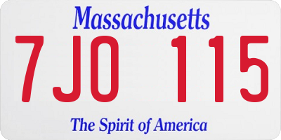 MA license plate 7JO115