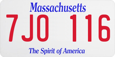 MA license plate 7JO116