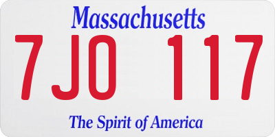 MA license plate 7JO117