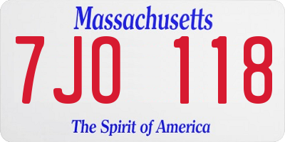 MA license plate 7JO118