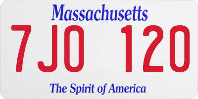 MA license plate 7JO120