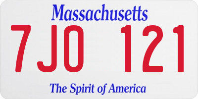 MA license plate 7JO121
