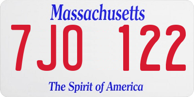 MA license plate 7JO122