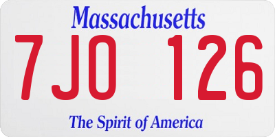 MA license plate 7JO126