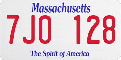 MA license plate 7JO128