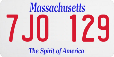 MA license plate 7JO129