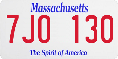 MA license plate 7JO130