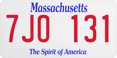 MA license plate 7JO131