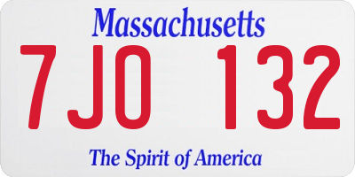 MA license plate 7JO132