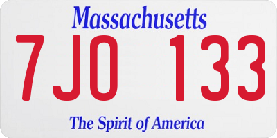 MA license plate 7JO133
