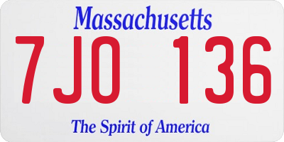 MA license plate 7JO136