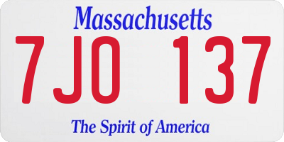 MA license plate 7JO137