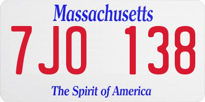 MA license plate 7JO138