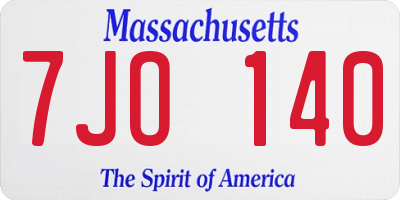 MA license plate 7JO140