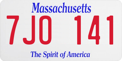 MA license plate 7JO141