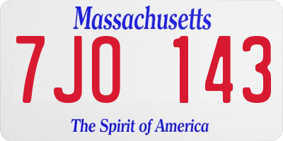 MA license plate 7JO143