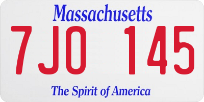 MA license plate 7JO145