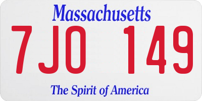 MA license plate 7JO149