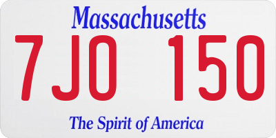 MA license plate 7JO150