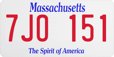 MA license plate 7JO151