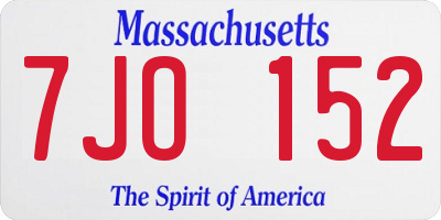 MA license plate 7JO152