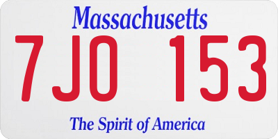 MA license plate 7JO153