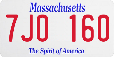 MA license plate 7JO160