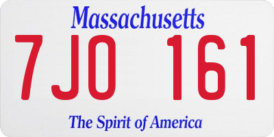 MA license plate 7JO161